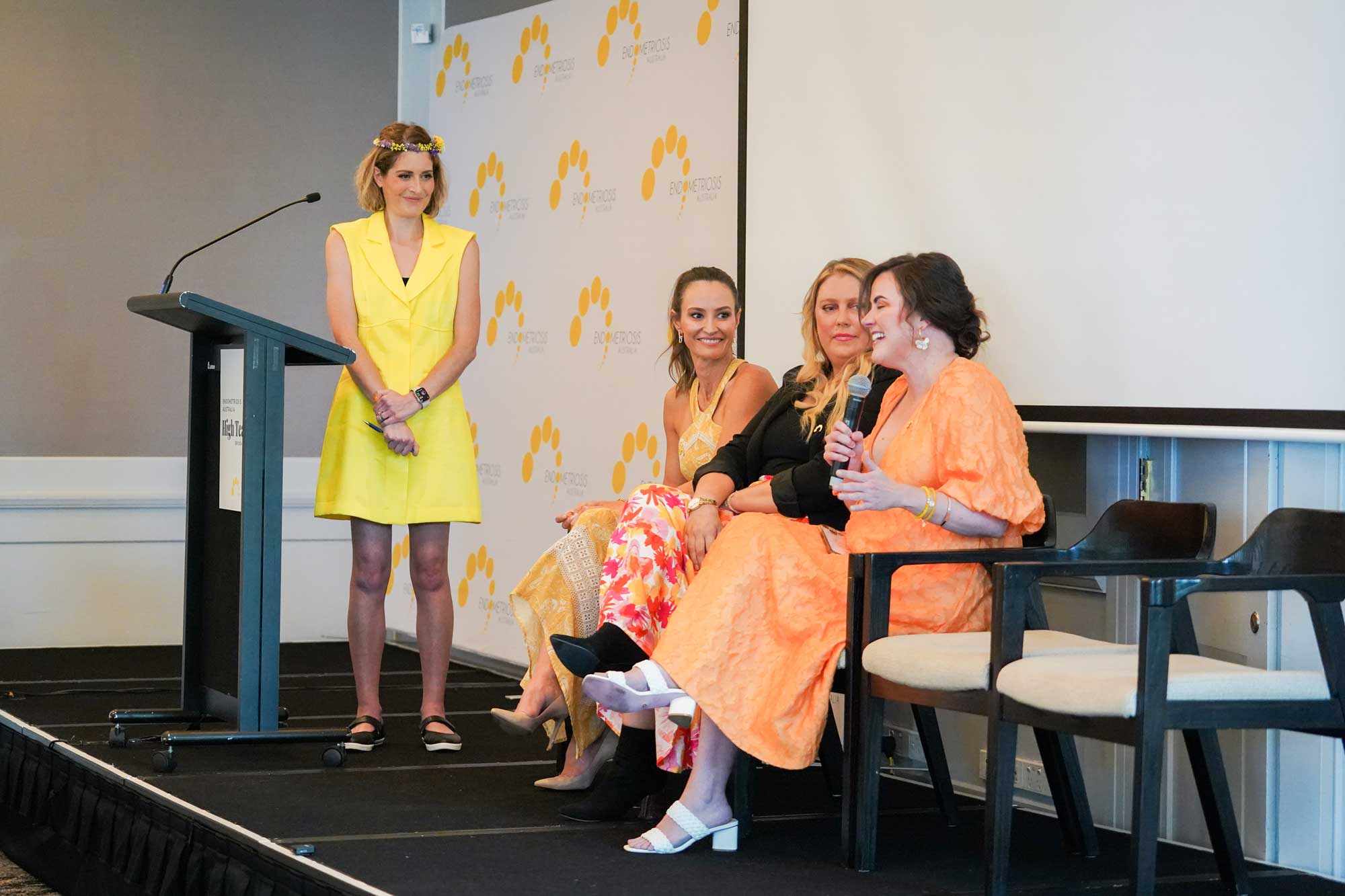 Ellie Angel-Mobbs hosting a panel at the Endometriosis Australia Brisbane High Tea