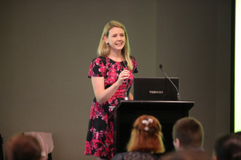 Lady giving speech during Endo Event