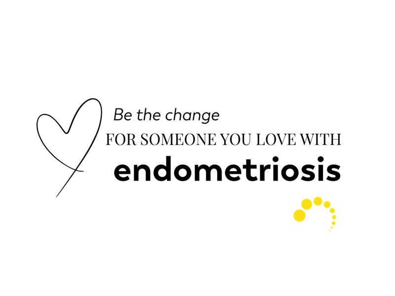 Be the change for someone you love with endometriosis - yellow wattle awareness symbol with heart icon for endo fundraising campaign