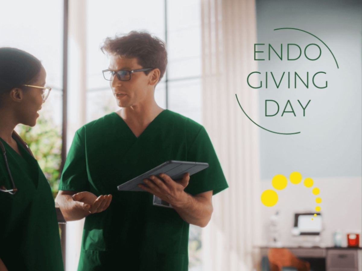 Endometriosis Australia logo with five yellow circles inspired by the golden wattle, as referenced in the South Australian Endometriosis Report